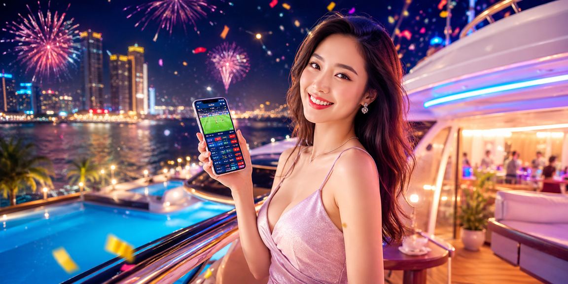 Người dùng trải nghiệm ứng dụng casino di động tại Nha Trang với nền đèn neon sôi động